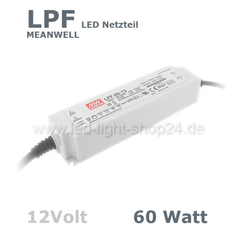 Led Trafo MEANW 12Vl LPV-Serie 60Watt wasserfest IP67, 35,46 €